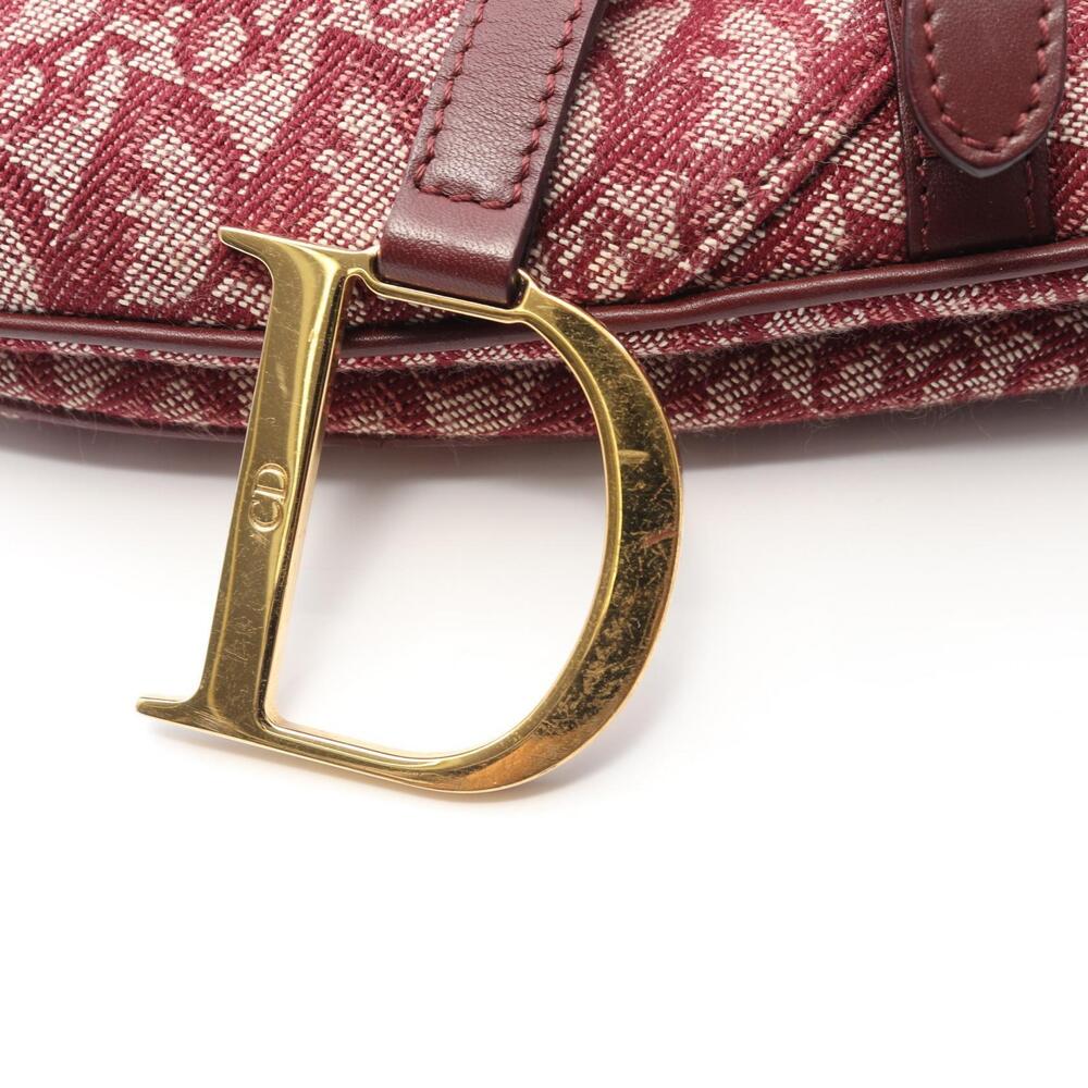 Dior Saddle Bag Handbag Canvas Leather Bordeaux Red - Picture 7 of 9